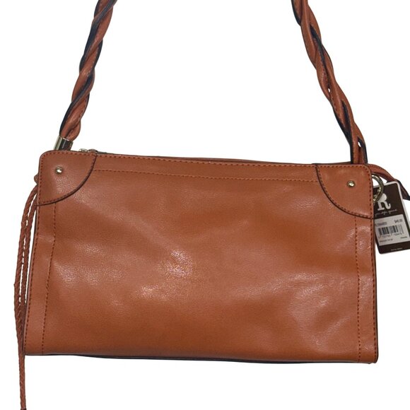 Relic Womens Twist Handle Shoulder Bag Tan Faux Leather New With Tags - Picture 3 of 13